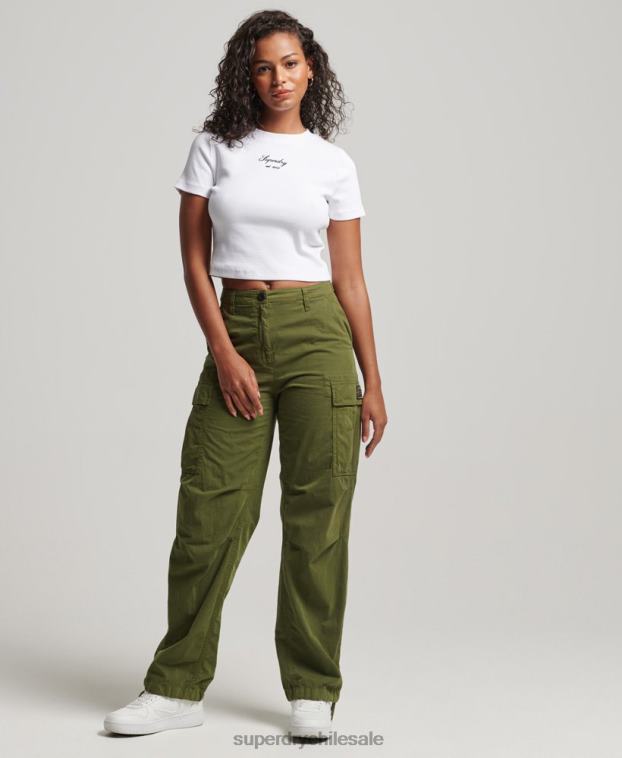 mujer Superdry blanco top corto con logo heritage 2R68Z2975