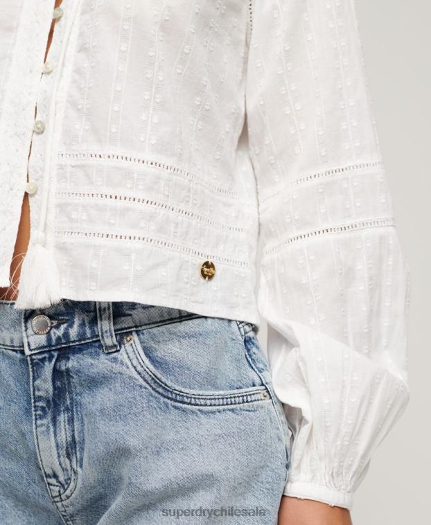 mujer Superdry blanco top de playa de algodón 2R68Z2034