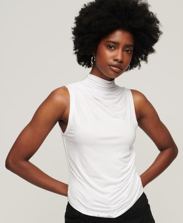 mujer Superdry blanco top de punto fruncido 2R68Z2875