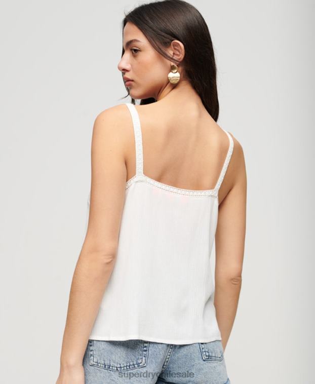 mujer Superdry blanco top de tirantes bordado 2R68Z2057