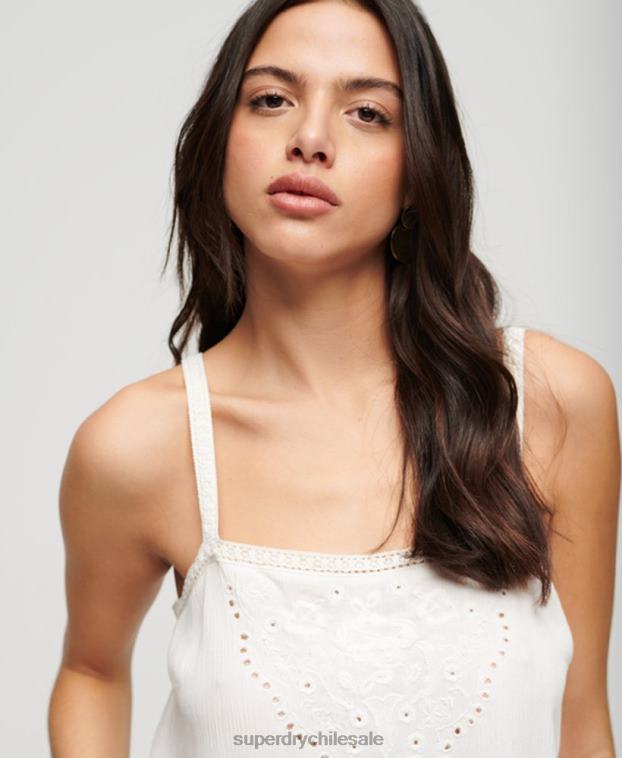 mujer Superdry blanco top de tirantes bordado 2R68Z2057