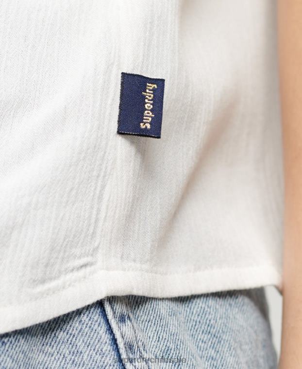 mujer Superdry blanco top de tirantes bordado 2R68Z2057