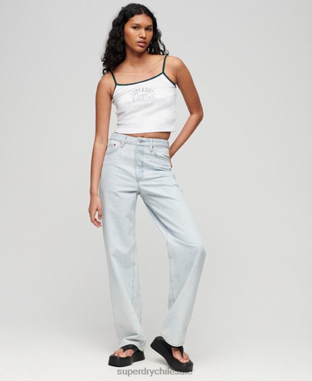 mujer Superdry blanco top de tirantes deportivo básico 2R68Z2921