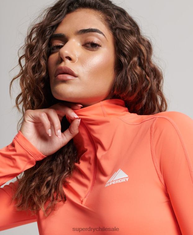mujer Superdry coral camiseta interior con media cremallera 2R68Z2967