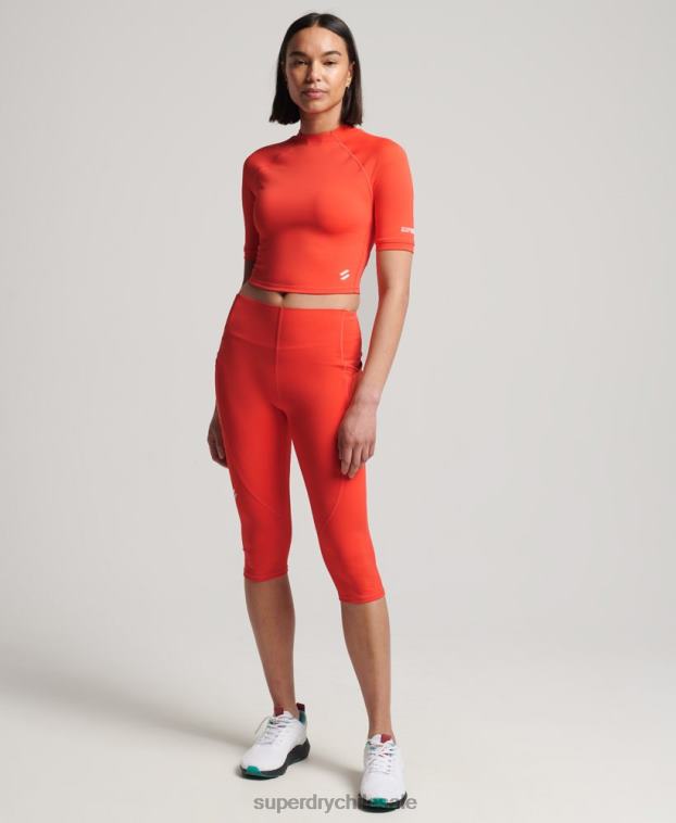 mujer Superdry coral top corto ajustado 3/4 2R68Z6311
