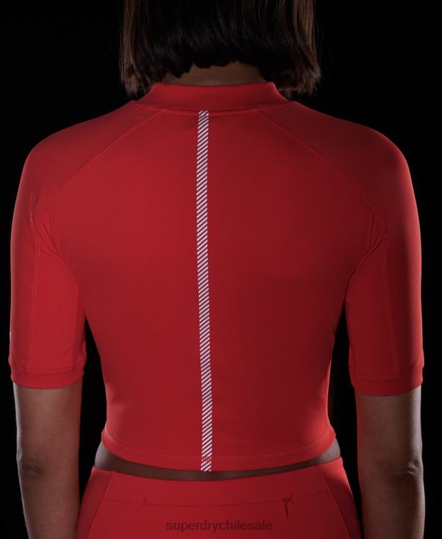 mujer Superdry coral top corto ajustado 3/4 2R68Z6311
