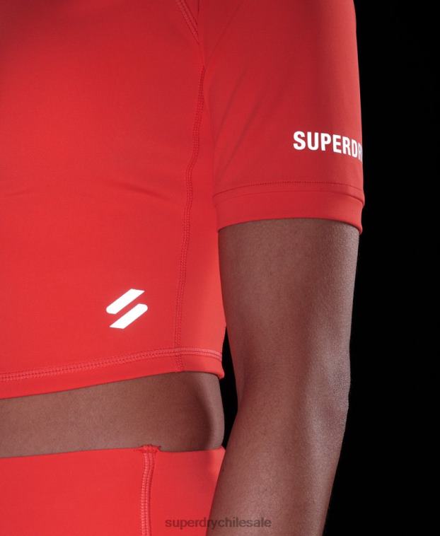 mujer Superdry coral top corto ajustado 3/4 2R68Z6311