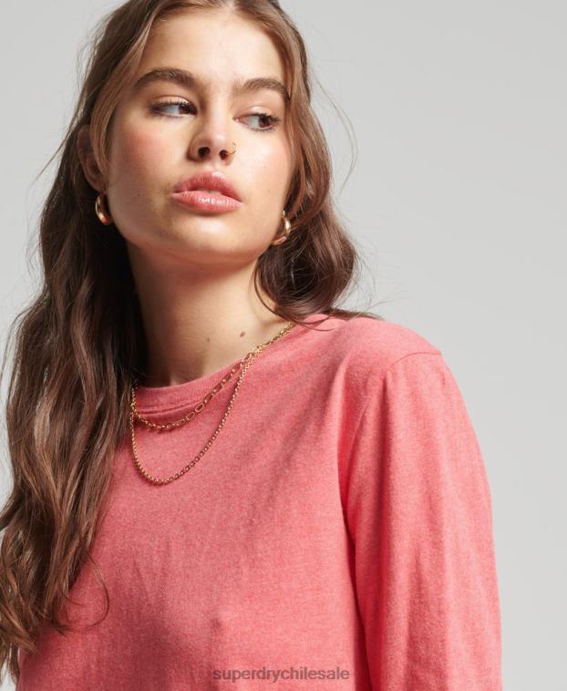 mujer Superdry coral top de algodón orgánico con logo vintage bordado 2R68Z6632