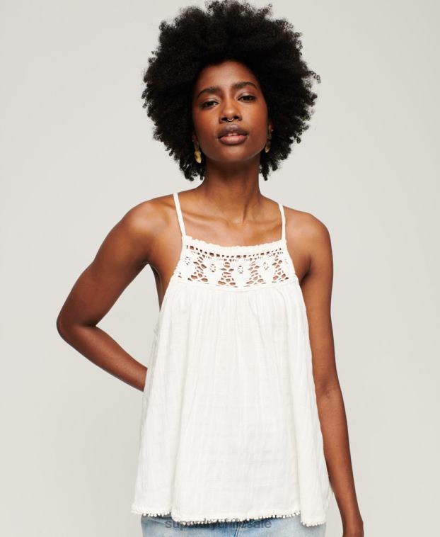 mujer Superdry crema camiseta halter vintage 2R68Z2871