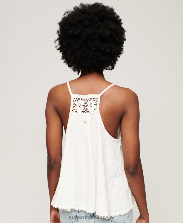 mujer Superdry crema camiseta halter vintage 2R68Z2871