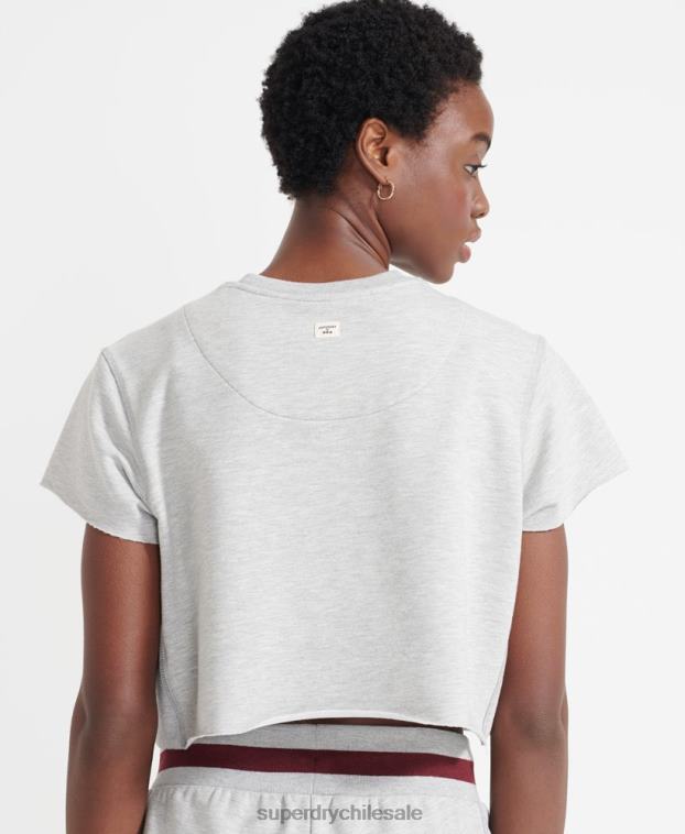 mujer Superdry gris camiseta de entrenamiento de boxeo recortada 2R68Z6014