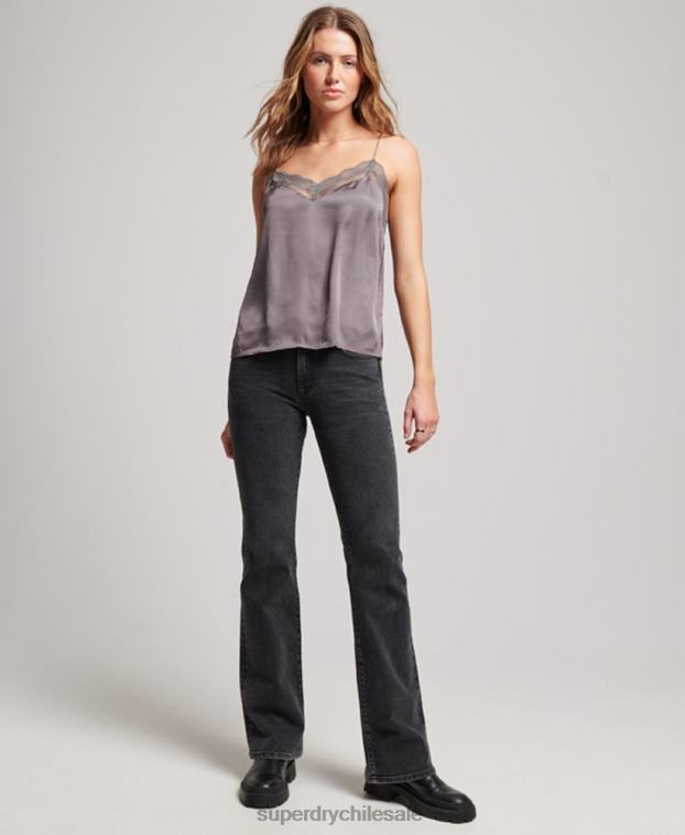 mujer Superdry gris camisola de satén 2R68Z3017