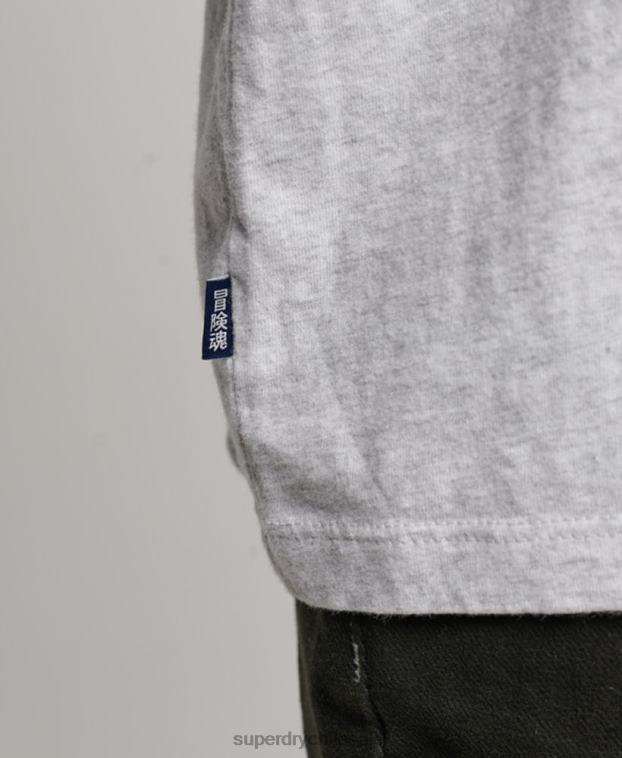 mujer Superdry gris claro top de algodón orgánico con logo vintage bordado 2R68Z6569