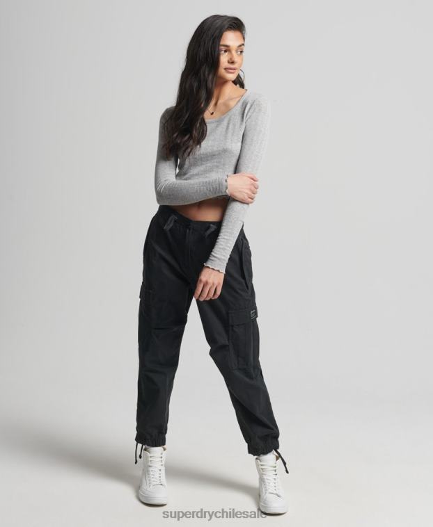 mujer Superdry gris crop top vintage pointelle de algodón orgánico 2R68Z6724