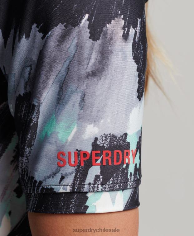 mujer Superdry gris oscuro top corto ajustado 3/4 2R68Z6318