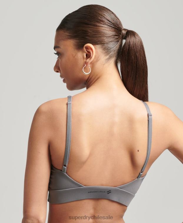 mujer Superdry gris oscuro top corto flexible con espalda abierta 2R68Z6333