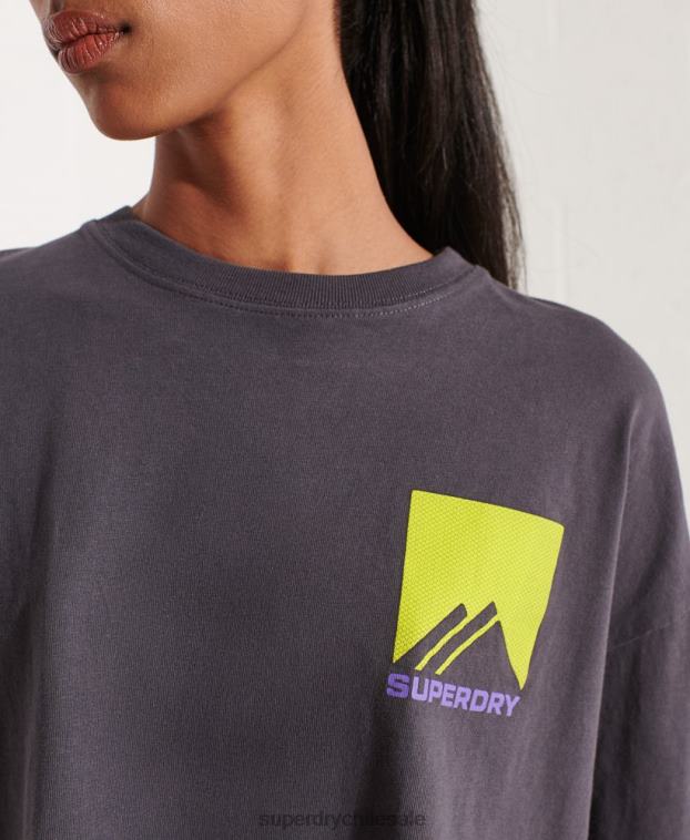 mujer Superdry gris oscuro top deportivo de montaña sport energy 2R68Z3059