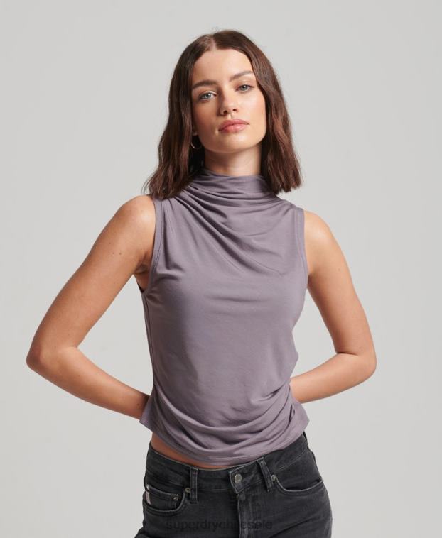 mujer Superdry gris top de punto fruncido 2R68Z2903
