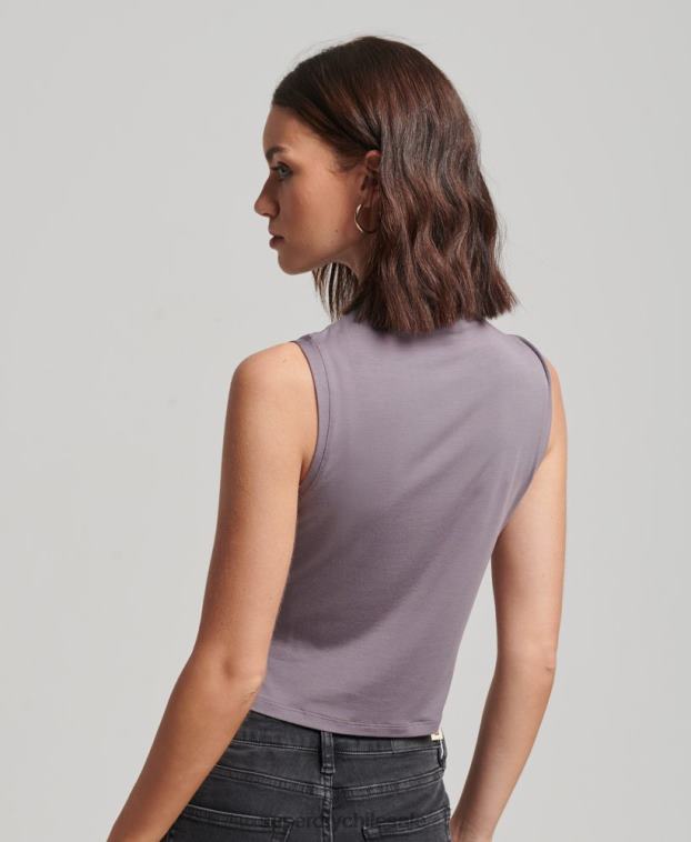 mujer Superdry gris top de punto fruncido 2R68Z2903