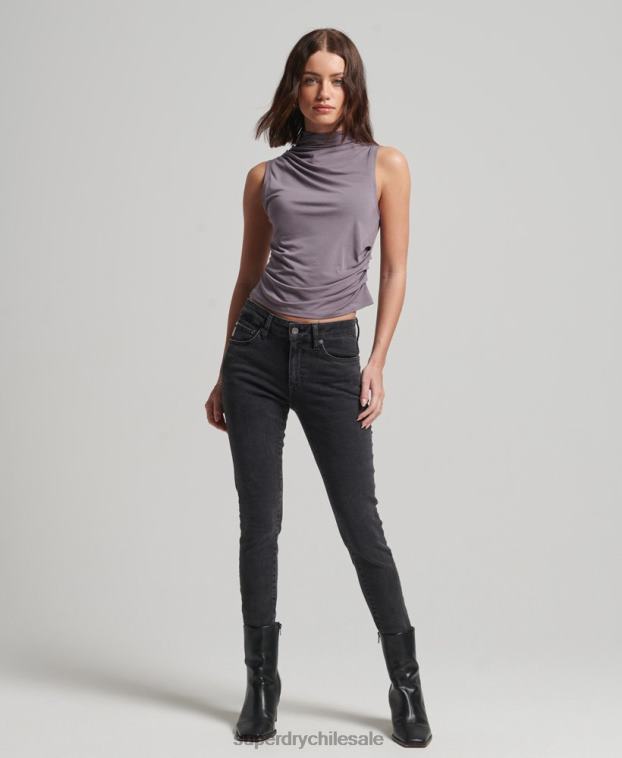 mujer Superdry gris top de punto fruncido 2R68Z2903