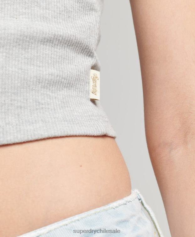 mujer Superdry gris top de tirantes vintage mini de canalé con encaje 2R68Z2344