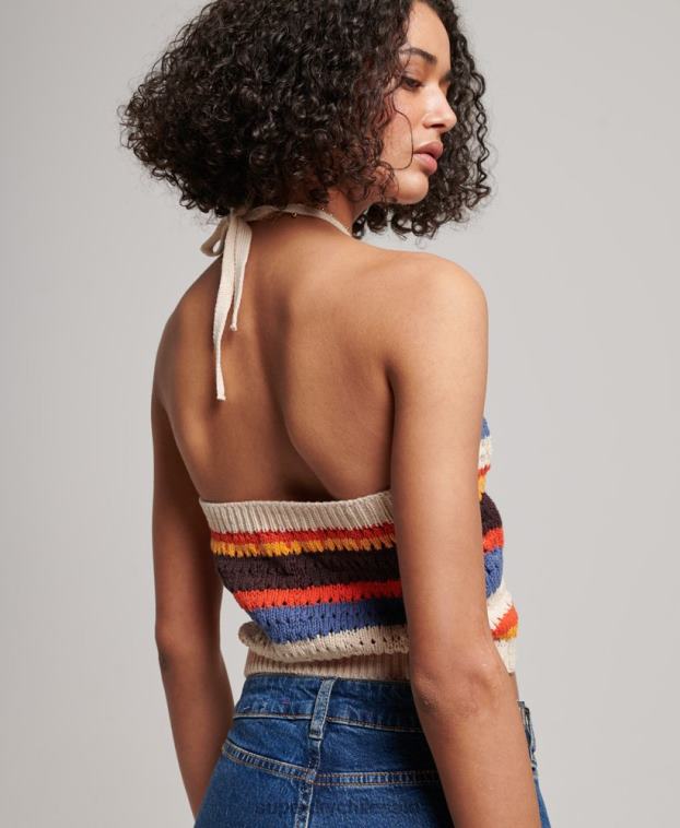 mujer Superdry marrón blusa sin mangas de ganchillo 2R68Z2876