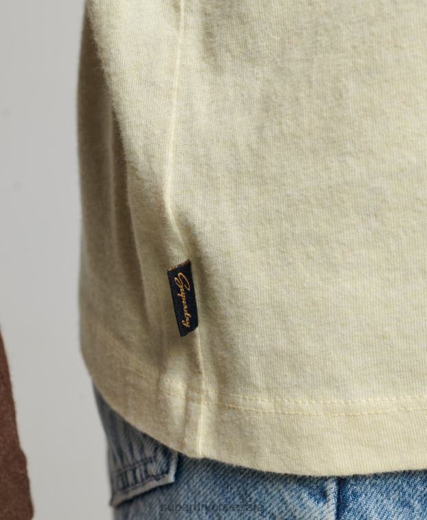 mujer Superdry marrón top de béisbol con logo vintage de algodón orgánico 2R68Z3003