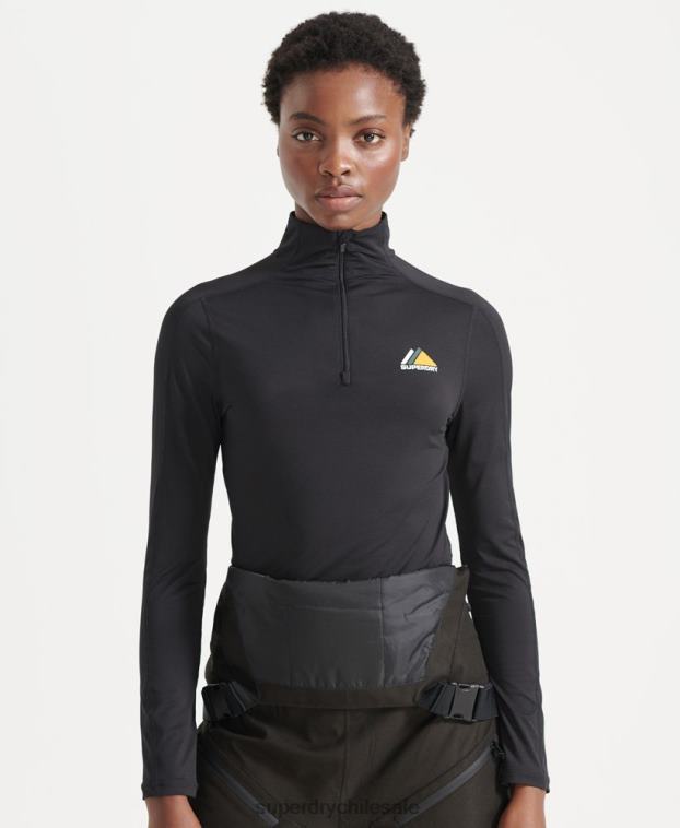 mujer Superdry negro camiseta interior con media cremallera 2R68Z3041