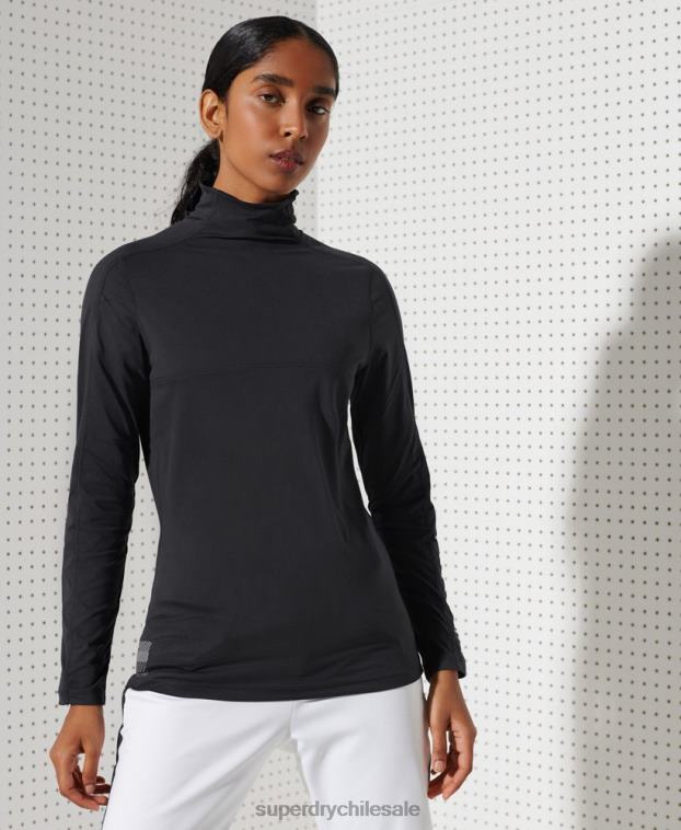mujer Superdry negro camiseta interior de carbono con cuello redondo 2R68Z3058