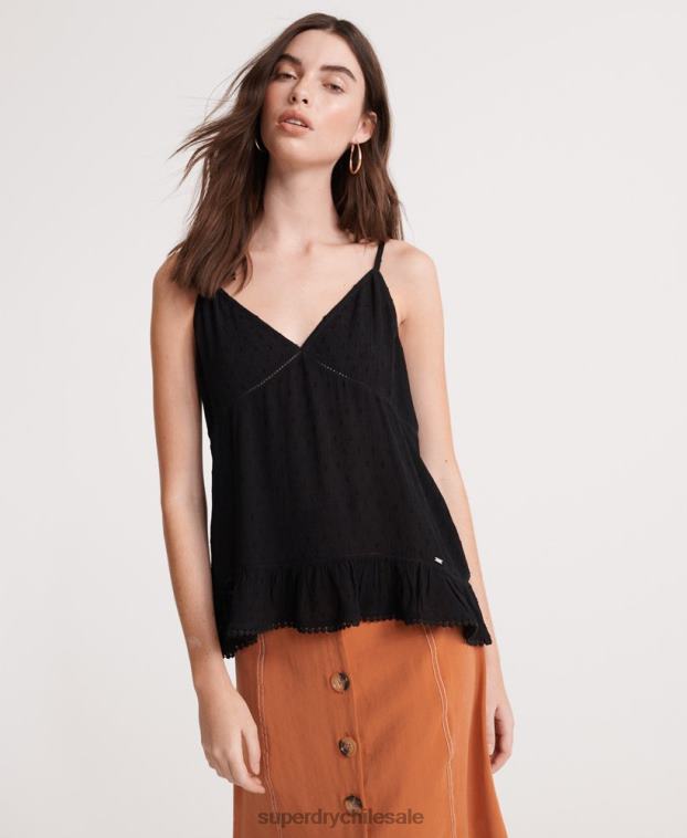 mujer Superdry negro camisola de encaje de verano 2R68Z6776