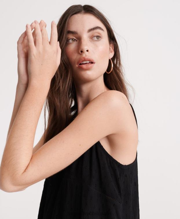 mujer Superdry negro camisola de encaje de verano 2R68Z6776