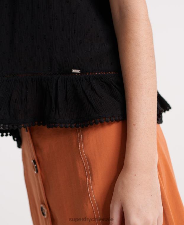 mujer Superdry negro camisola de encaje de verano 2R68Z6776