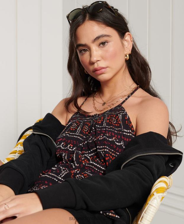 mujer Superdry negro camisola de playa 2R68Z3064