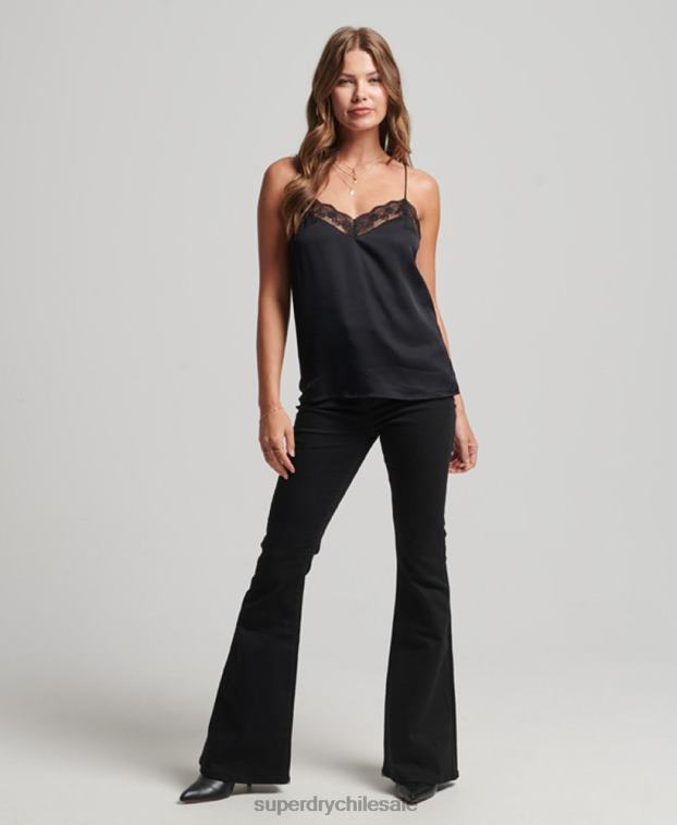 mujer Superdry negro camisola de satén 2R68Z2933