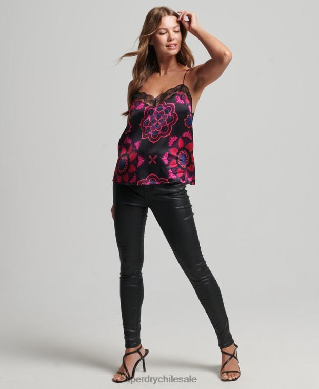 mujer Superdry negro camisola de satén 2R68Z2992