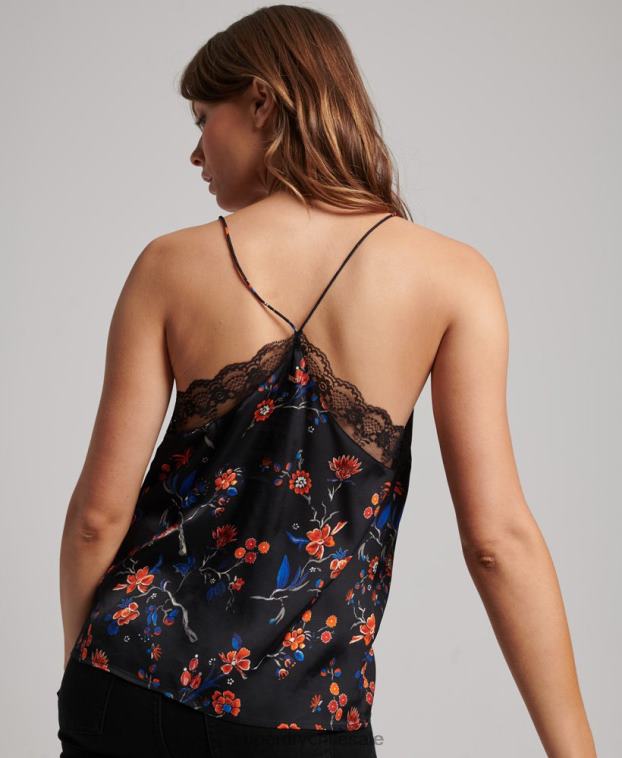 mujer Superdry negro camisola de satén 2R68Z3030