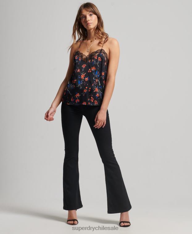 mujer Superdry negro camisola de satén 2R68Z3030
