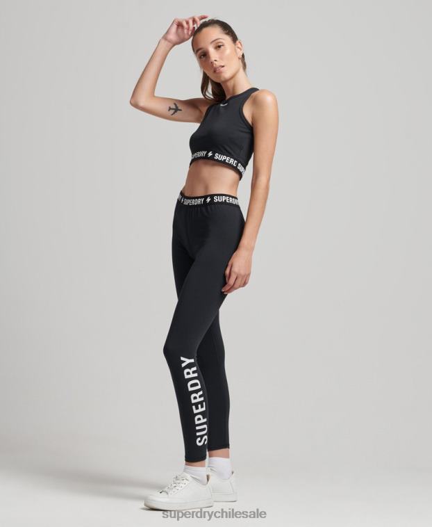 mujer Superdry negro top corto con elástico code 2R68Z3053