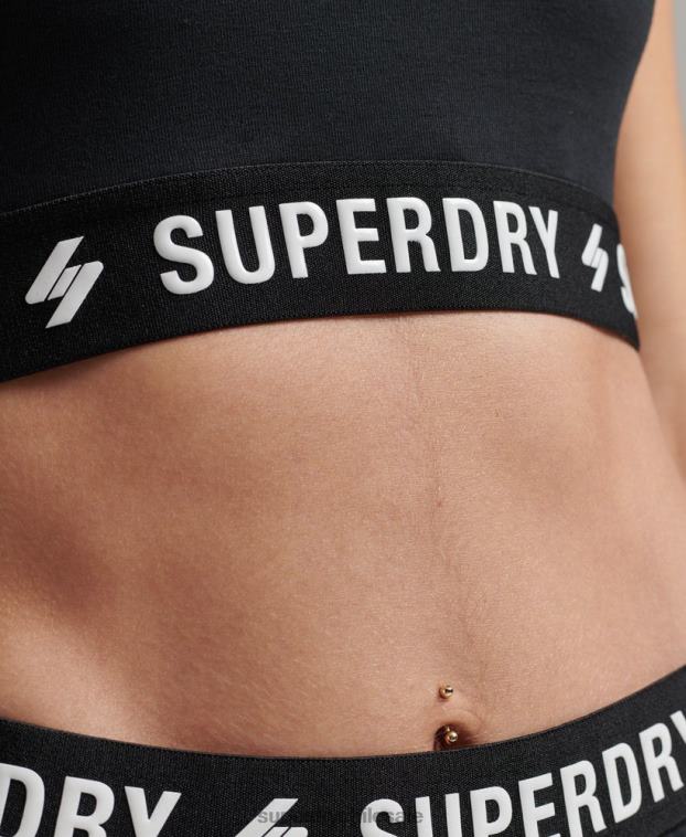 mujer Superdry negro top corto con elástico code 2R68Z3053