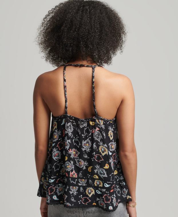 mujer Superdry negro top de tirantes de playa vintage 2R68Z6746