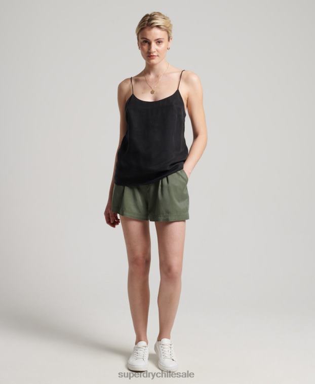 mujer Superdry negro top de tiras de cupro 2R68Z3046