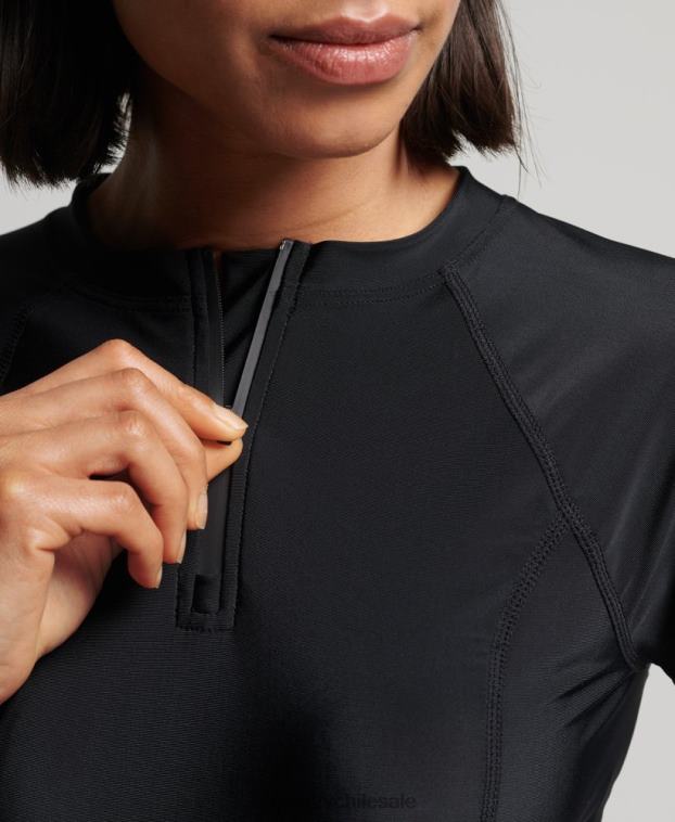mujer Superdry negro top recortado erupción 2R68Z3234