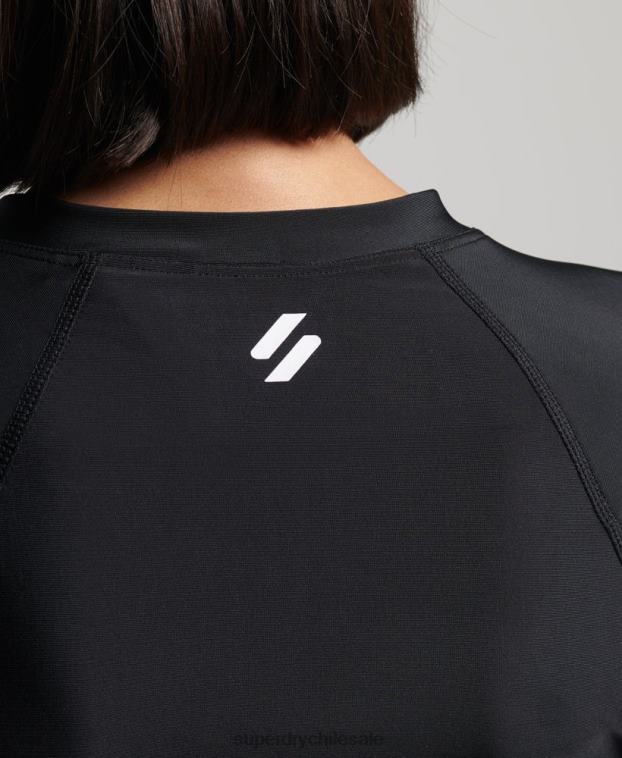 mujer Superdry negro top recortado erupción 2R68Z3234