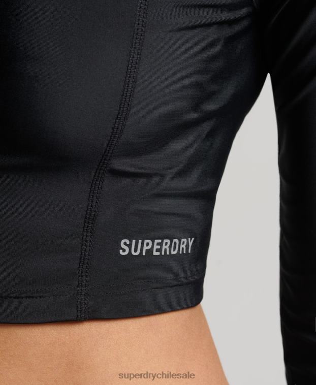 mujer Superdry negro top recortado erupción 2R68Z3234