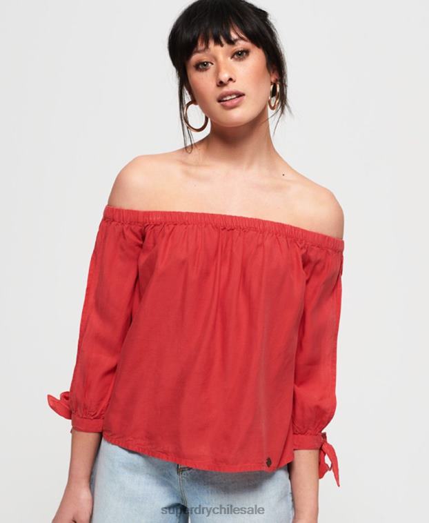 mujer Superdry rojo elena parte superior 2R68Z3075