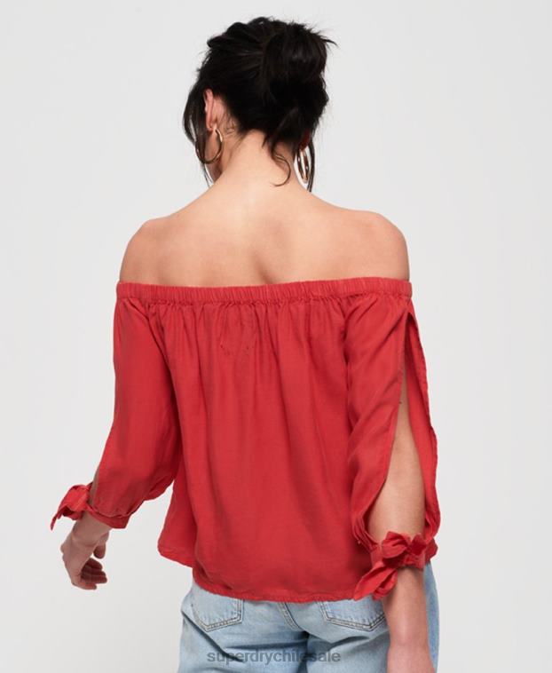 mujer Superdry rojo elena parte superior 2R68Z3075