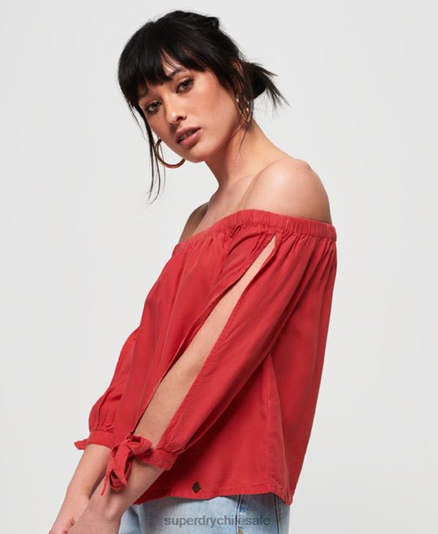 mujer Superdry rojo elena parte superior 2R68Z3075