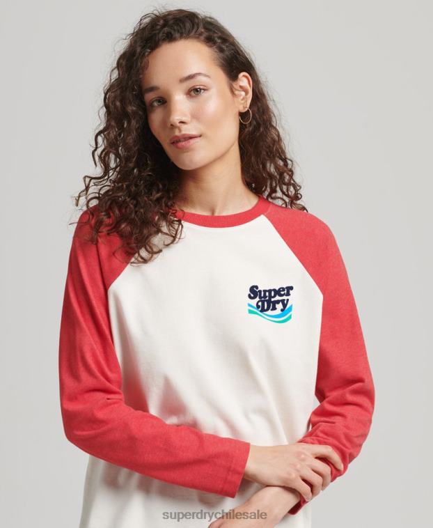 mujer Superdry rojo parte superior nostalgia cooper 2R68Z3071
