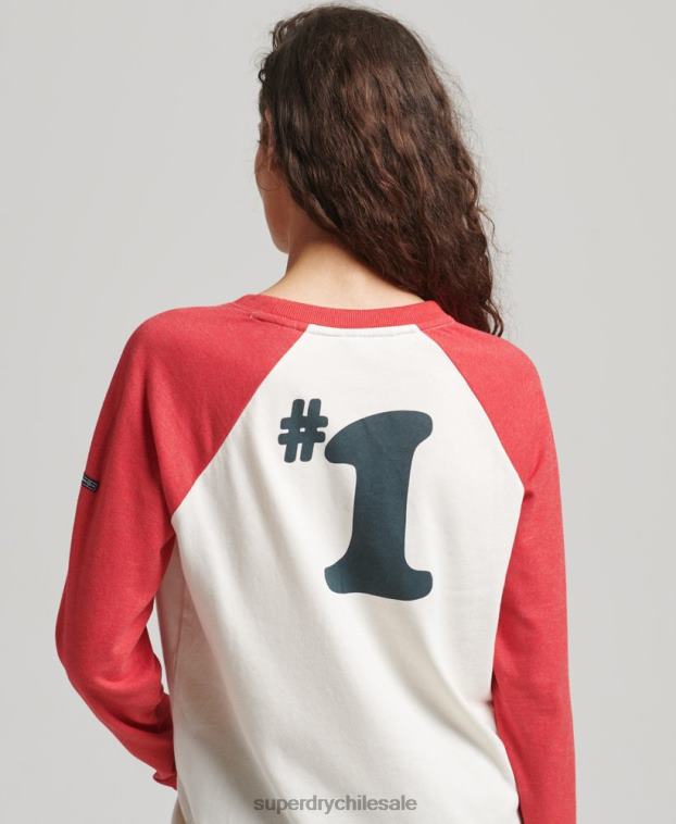 mujer Superdry rojo parte superior nostalgia cooper 2R68Z3071