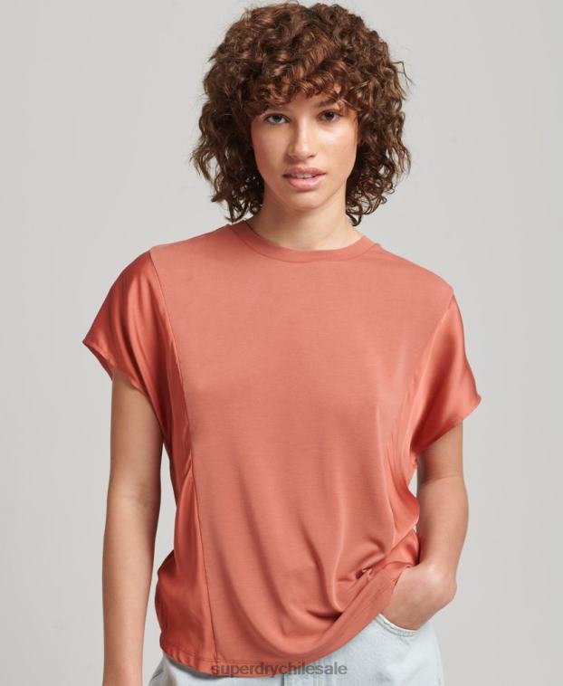 mujer Superdry rojo top de mezcla de telas studios 2R68Z2984